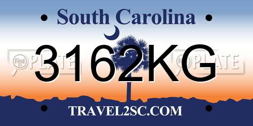 3162KG South Carolina License Plate