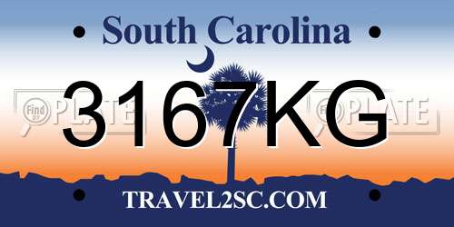 3167KG South Carolina License Plate