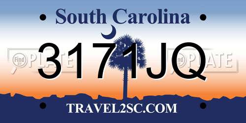 3171JQ South Carolina License Plate