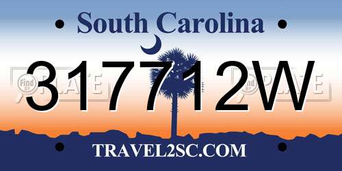 317712W South Carolina License Plate