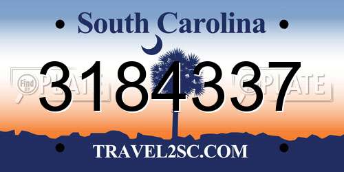 3184337 South Carolina License Plate