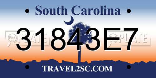 31843E7 South Carolina License Plate