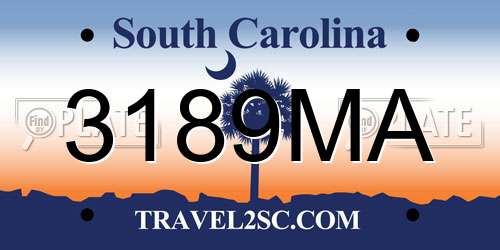 3189MA South Carolina License Plate