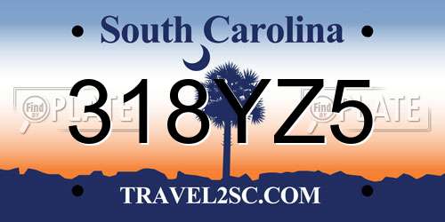 318YZ5 South Carolina License Plate