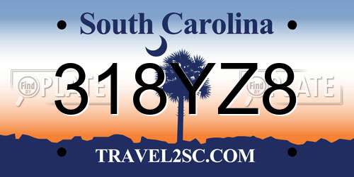 318YZ8 South Carolina License Plate