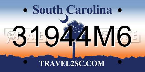 31944M6 South Carolina License Plate
