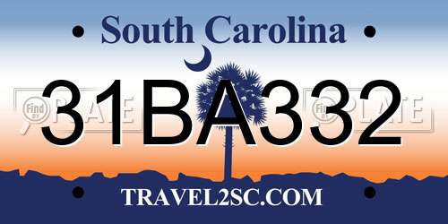 31BA332 South Carolina License Plate
