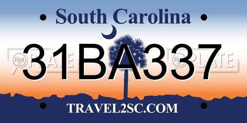 31BA337 South Carolina License Plate