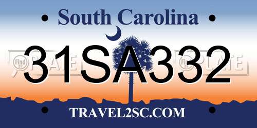 31SA332 South Carolina License Plate
