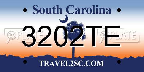 3202TE South Carolina License Plate