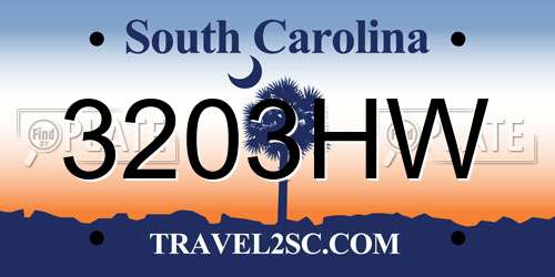 3203HW South Carolina License Plate