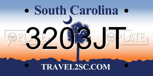 3203JT South Carolina License Plate