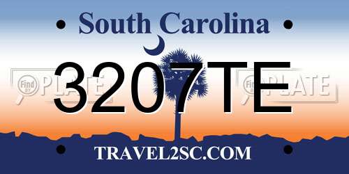 3207TE South Carolina License Plate
