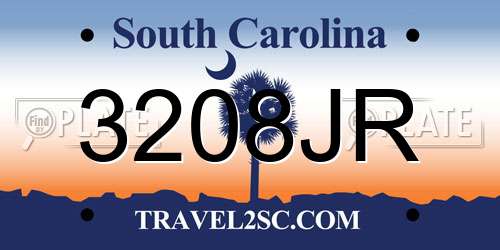 3208JR South Carolina License Plate