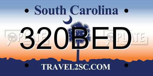 320BED South Carolina License Plate
