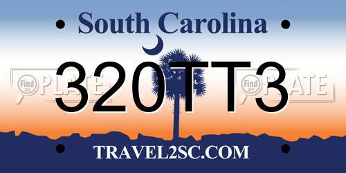 320TT3 South Carolina License Plate