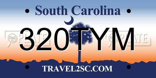 320TYM South Carolina License Plate