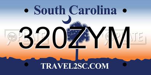 320ZYM South Carolina License Plate