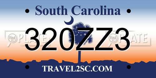 320ZZ3 South Carolina License Plate
