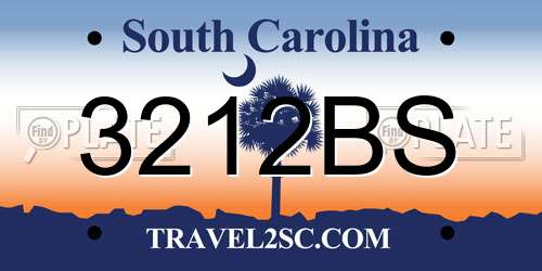 3212BS South Carolina License Plate