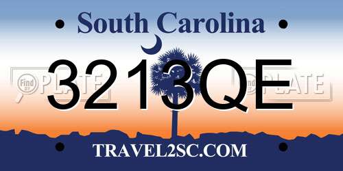 3213QE South Carolina License Plate