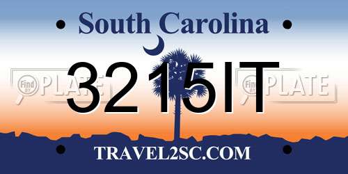 3215IT South Carolina License Plate