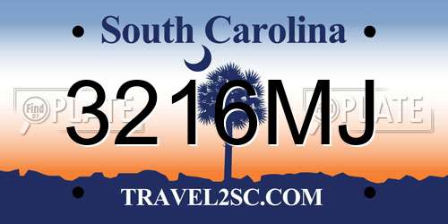 3216MJ South Carolina License Plate