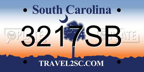 3217SB South Carolina License Plate