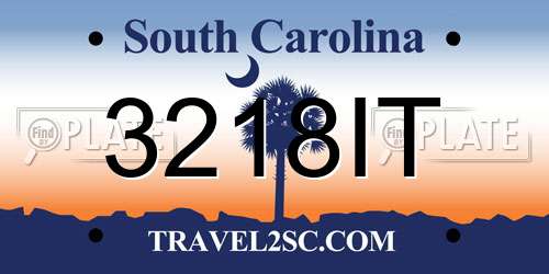 3218IT South Carolina License Plate