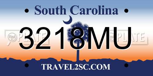 3218MU South Carolina License Plate