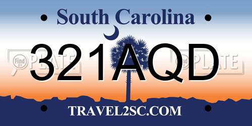 321AQD South Carolina License Plate
