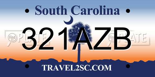321AZB South Carolina License Plate