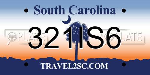 321IS6 South Carolina License Plate