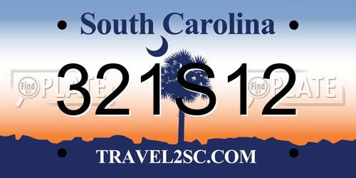 321S12 South Carolina License Plate