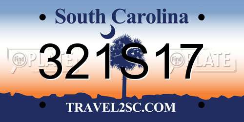 321S17 South Carolina License Plate