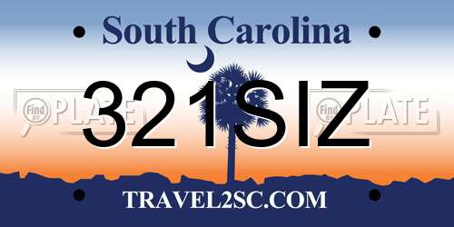 321SIZ South Carolina License Plate