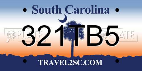 321TB5 South Carolina License Plate