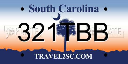 321TBB South Carolina License Plate