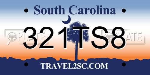 321TS8 South Carolina License Plate