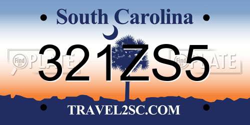 321ZS5 South Carolina License Plate