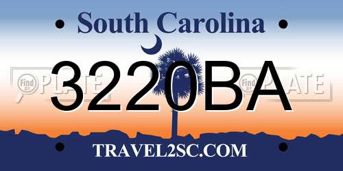 3220BA South Carolina License Plate