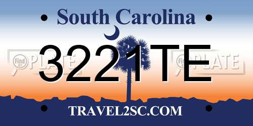 3221TE South Carolina License Plate