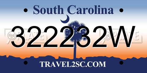 322232W South Carolina License Plate