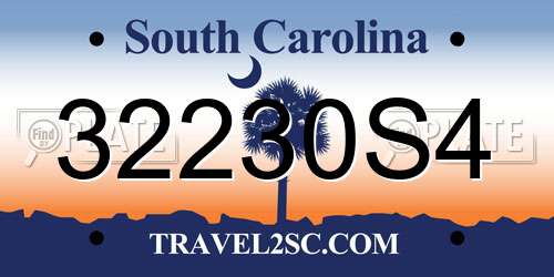 32230S4 South Carolina License Plate