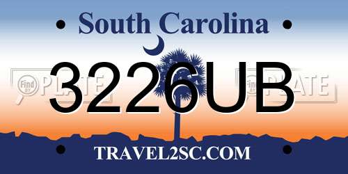 3226UB South Carolina License Plate