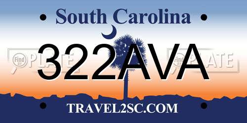 322AVA South Carolina License Plate