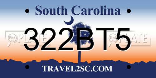322BT5 South Carolina License Plate