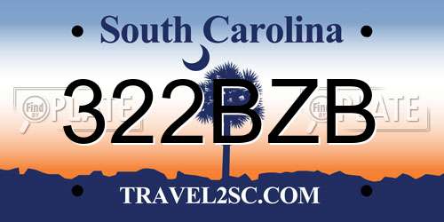 322BZB South Carolina License Plate