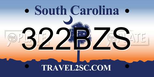 322BZS South Carolina License Plate
