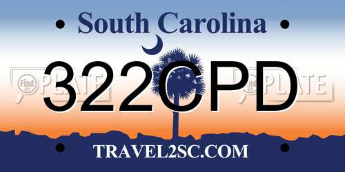 322CPD South Carolina License Plate